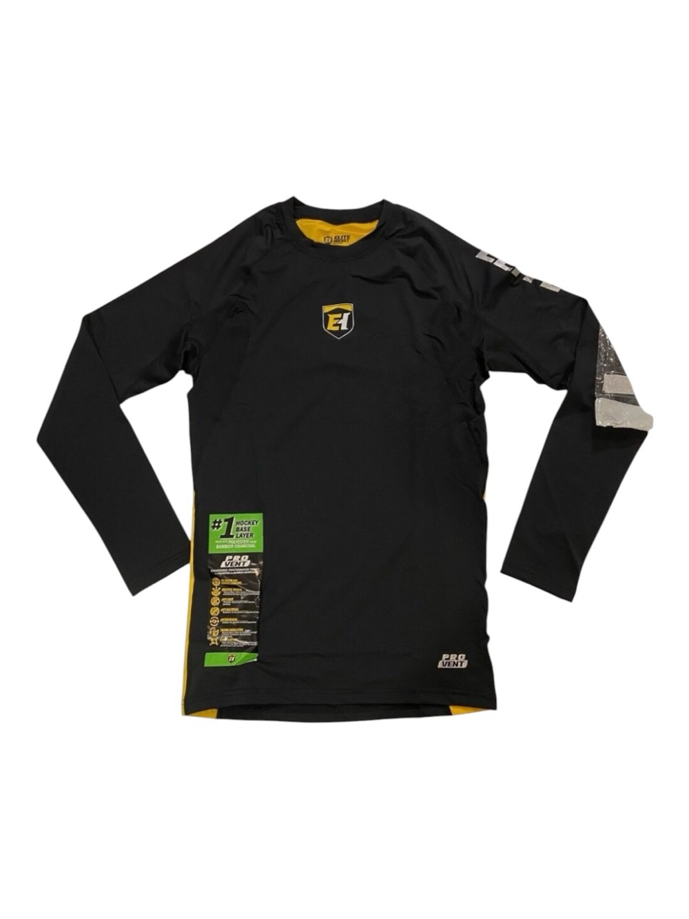 Elite Hockey Premier Gold Pro Vent Base Layer Shirt junior Medium Black/Yellow B